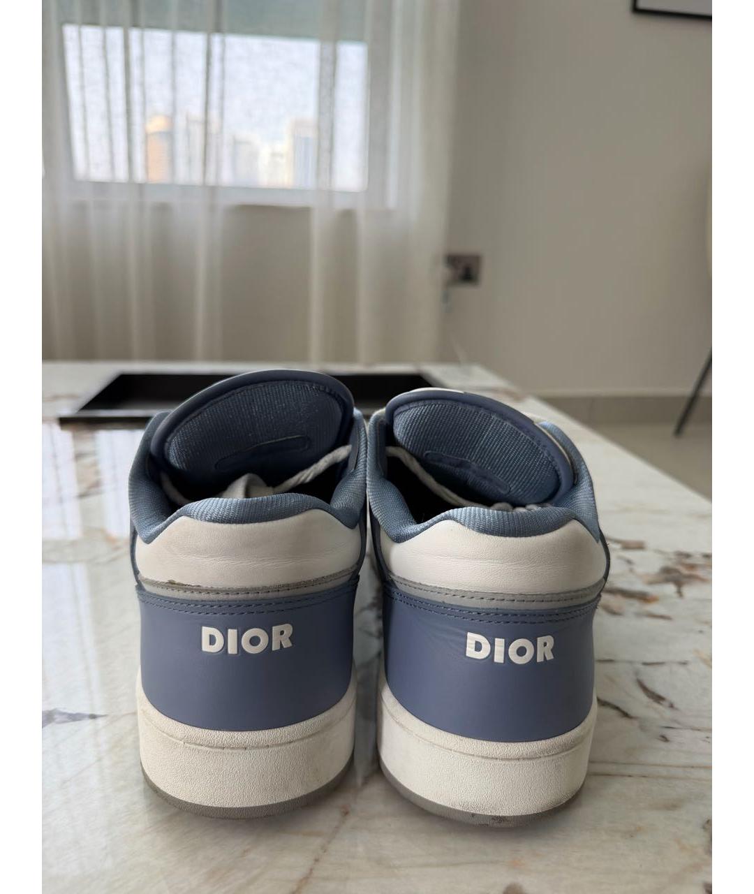 CHRISTIAN DIOR Голубые кожаные низкие кроссовки / кеды, фото 4