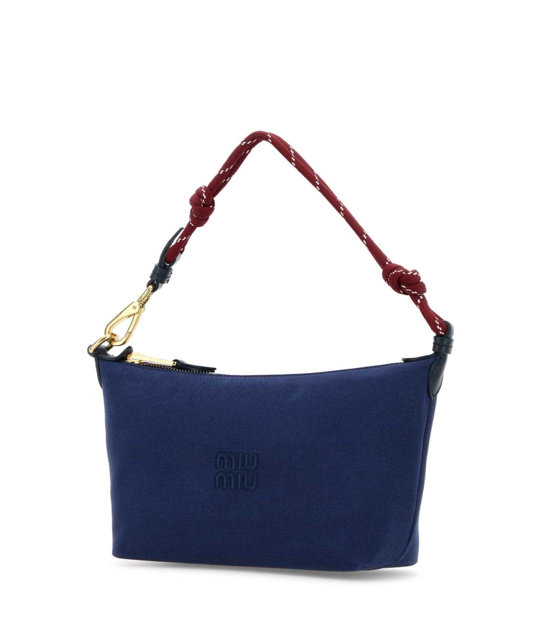 MIU MIU Синяя тканевая сумка с короткими ручками, фото 2