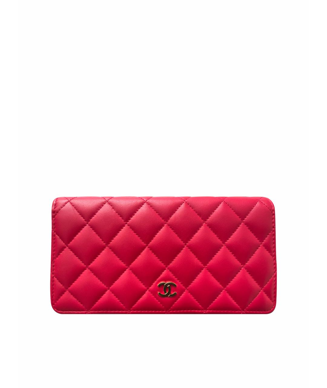 CHANEL Красный кожаный кошелек, фото 4