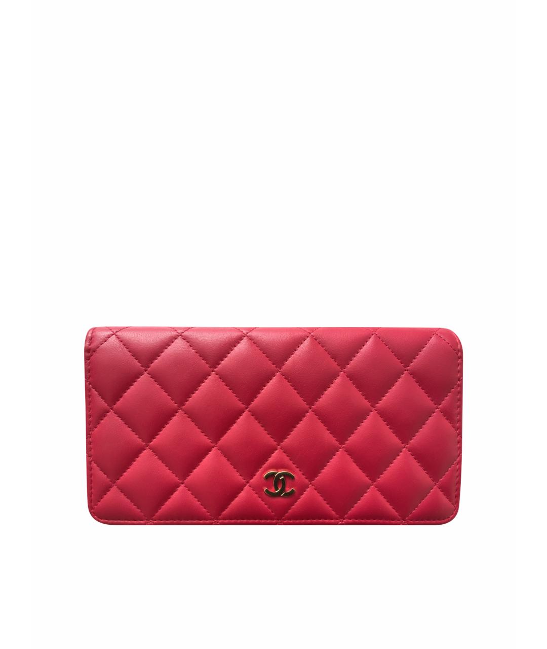 CHANEL Красный кожаный кошелек, фото 1