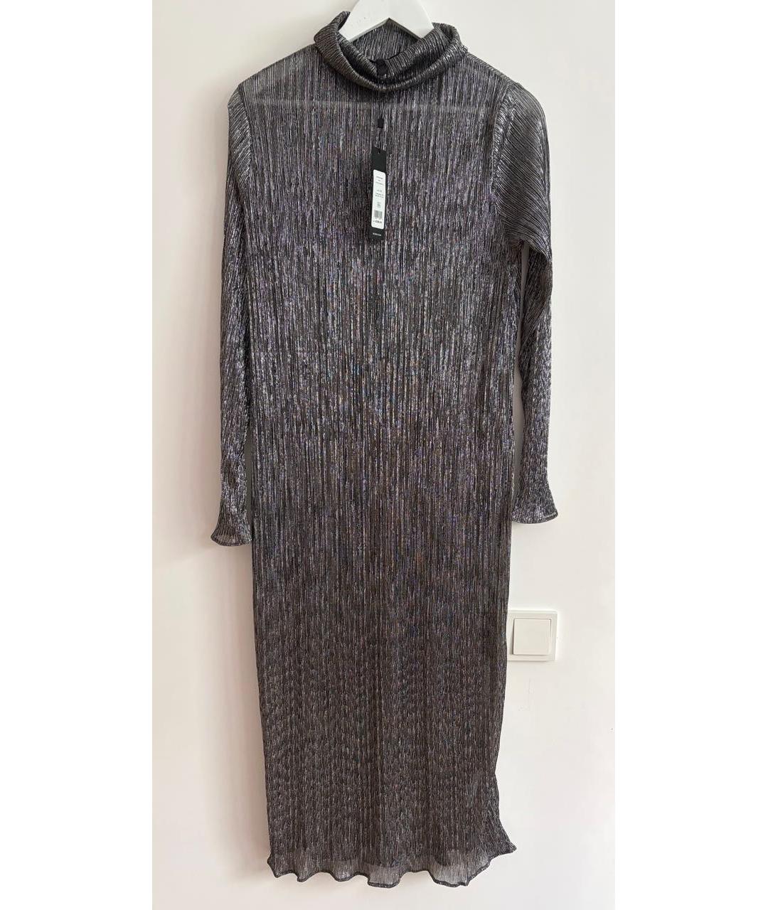 BCBG MAXAZRIA Серебряное сетчатое коктейльное платье, фото 2