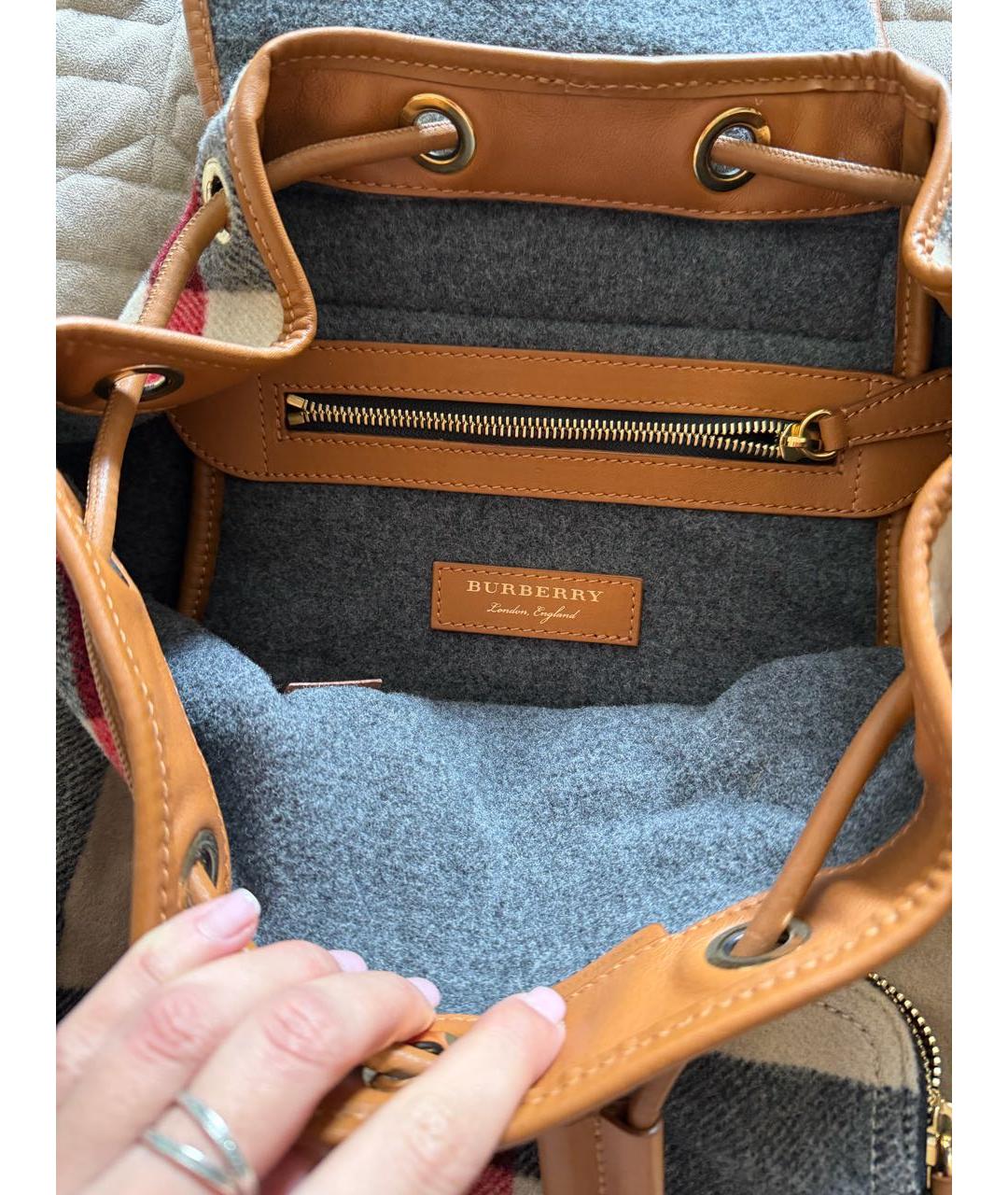 BURBERRY Бежевый шерстяной рюкзак, фото 4