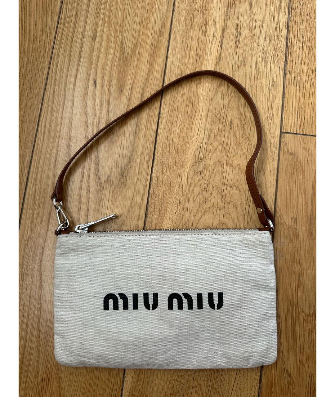 MIU MIU Бежевая пляжная сумка, фото 5