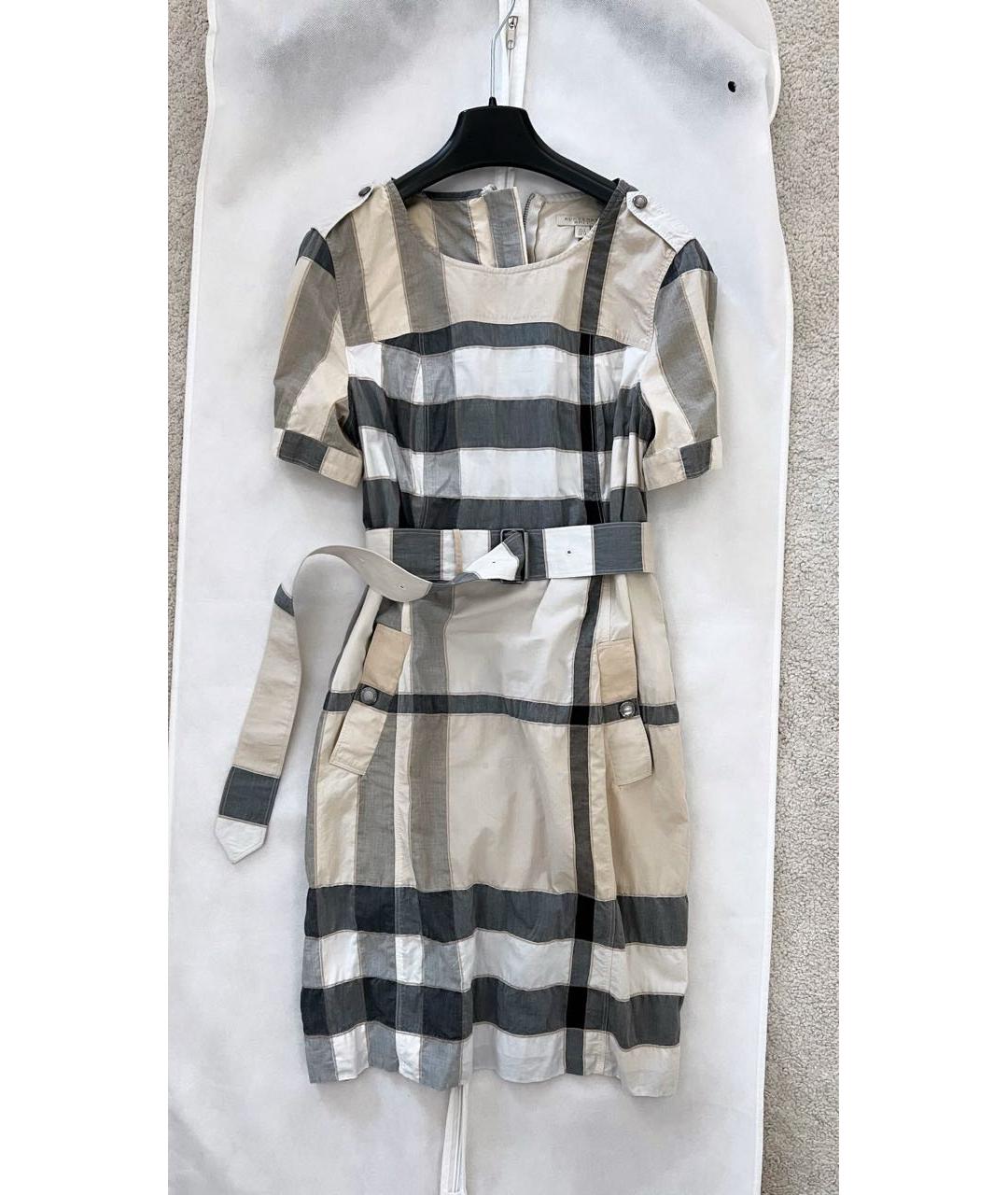 BURBERRY Бежевое хлопковое повседневное платье, фото 8