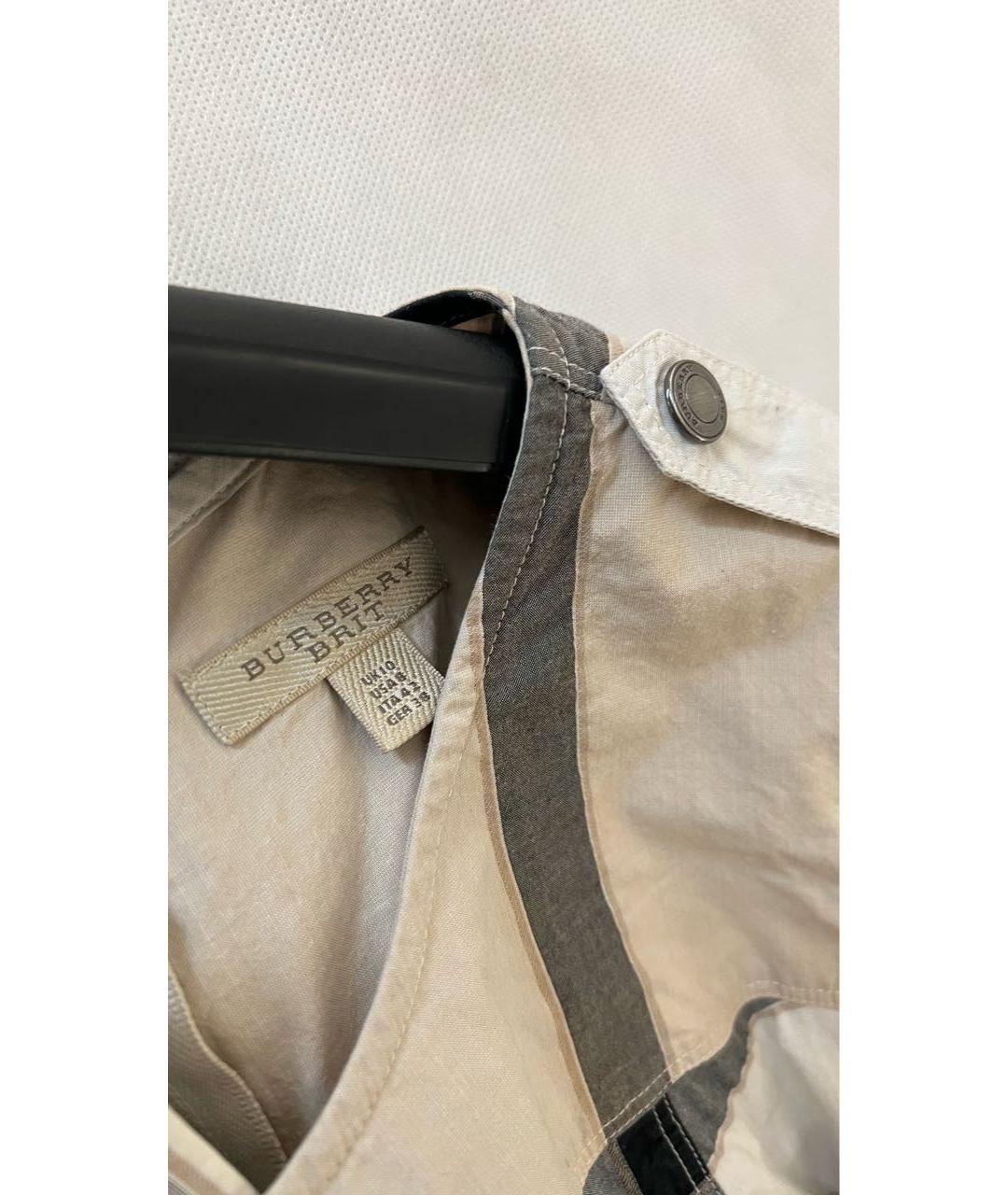BURBERRY Бежевое хлопковое повседневное платье, фото 4
