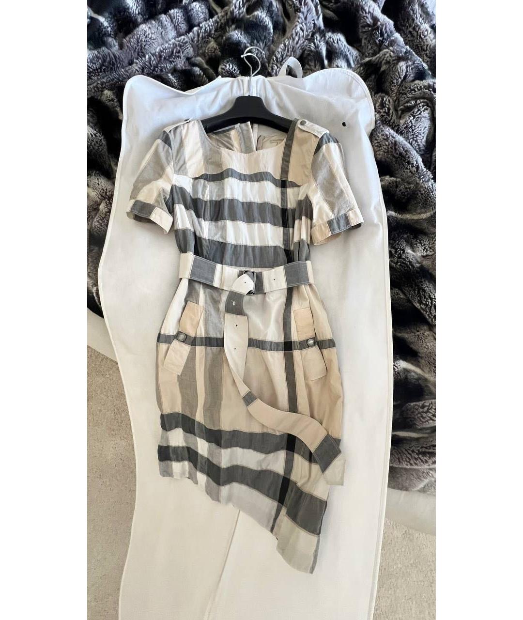 BURBERRY Бежевое хлопковое повседневное платье, фото 6