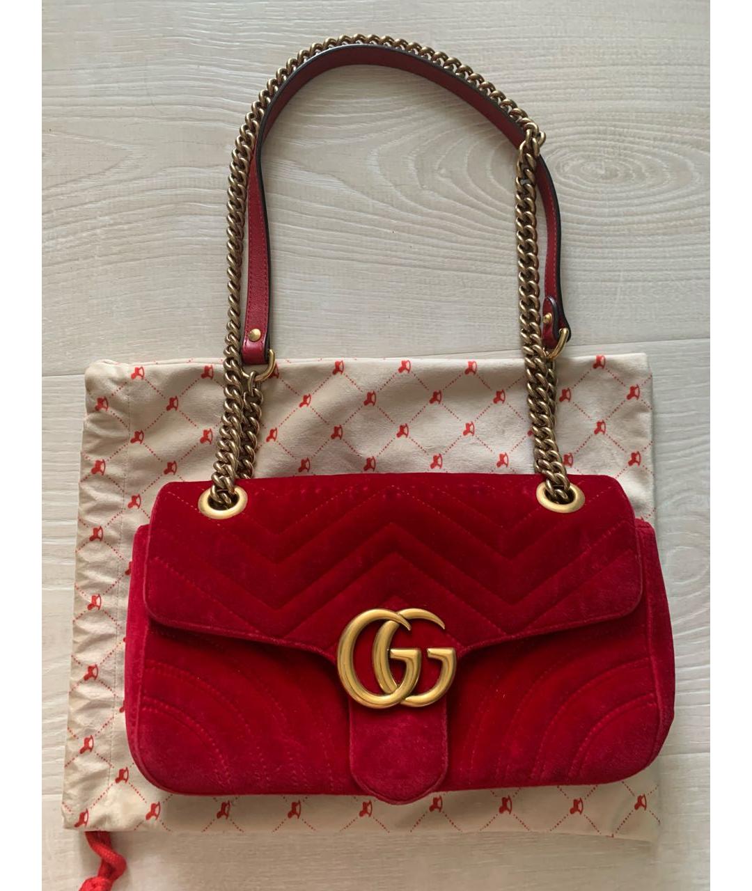 GUCCI Красная бархатная сумка через плечо, фото 9