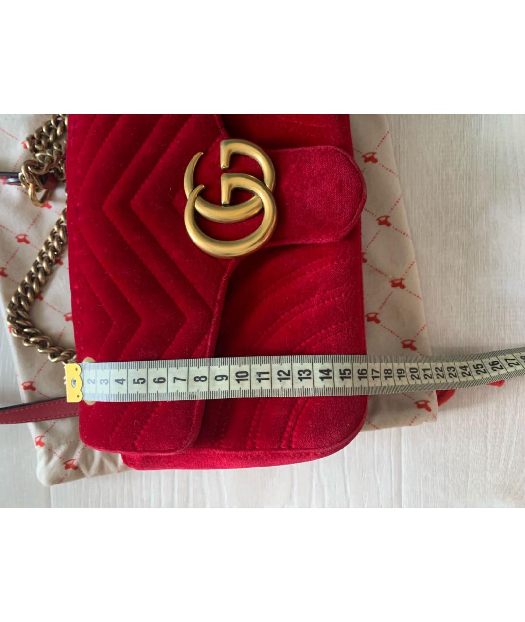 GUCCI Красная бархатная сумка через плечо, фото 6