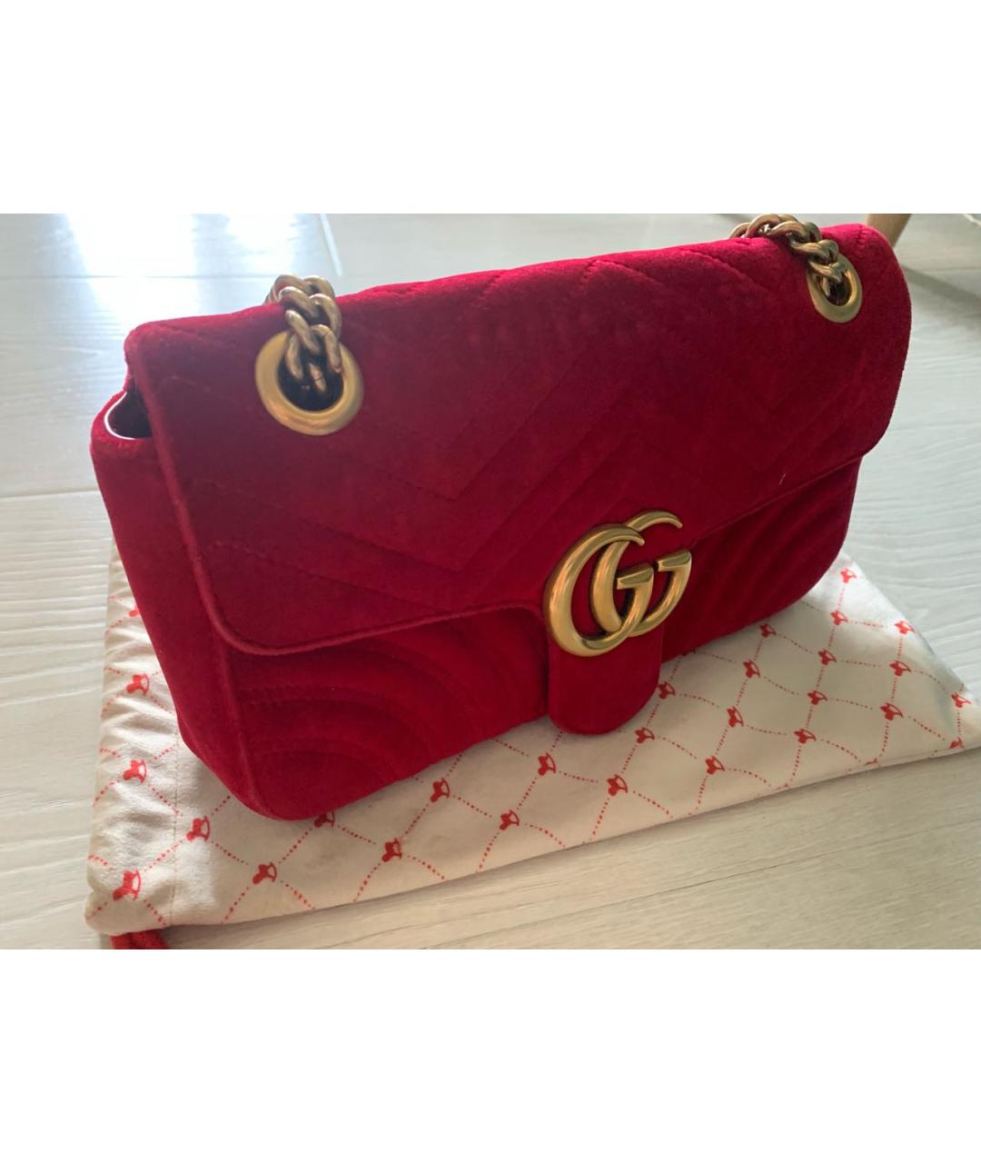 GUCCI Красная бархатная сумка через плечо, фото 2