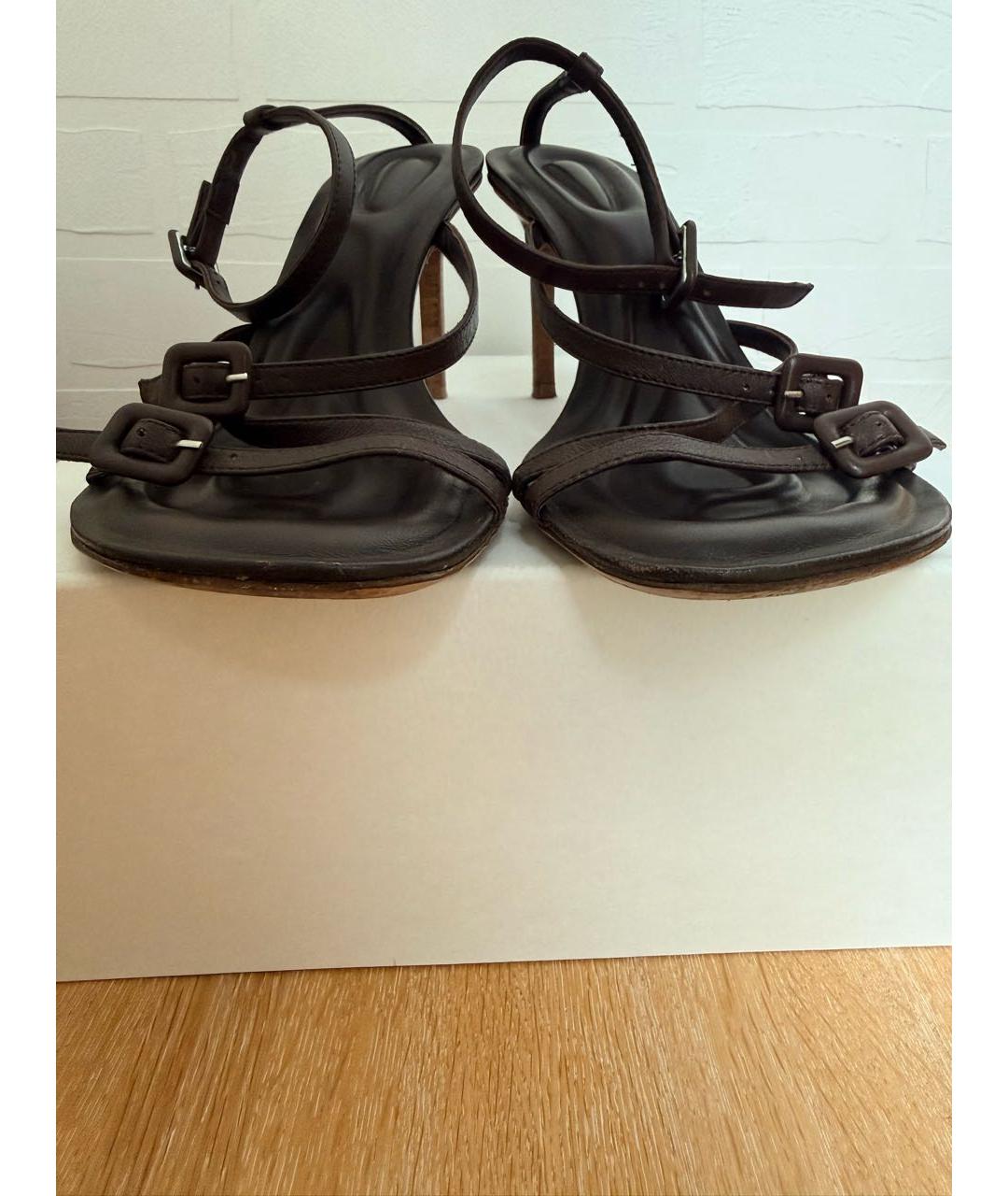 JACQUEMUS Коричневые кожаные босоножки, фото 3
