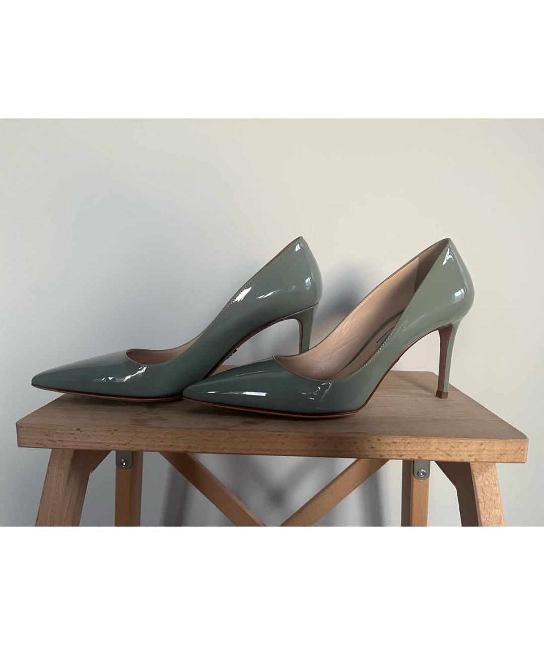 PRADA Голубые туфли из лакированной кожи, фото 9