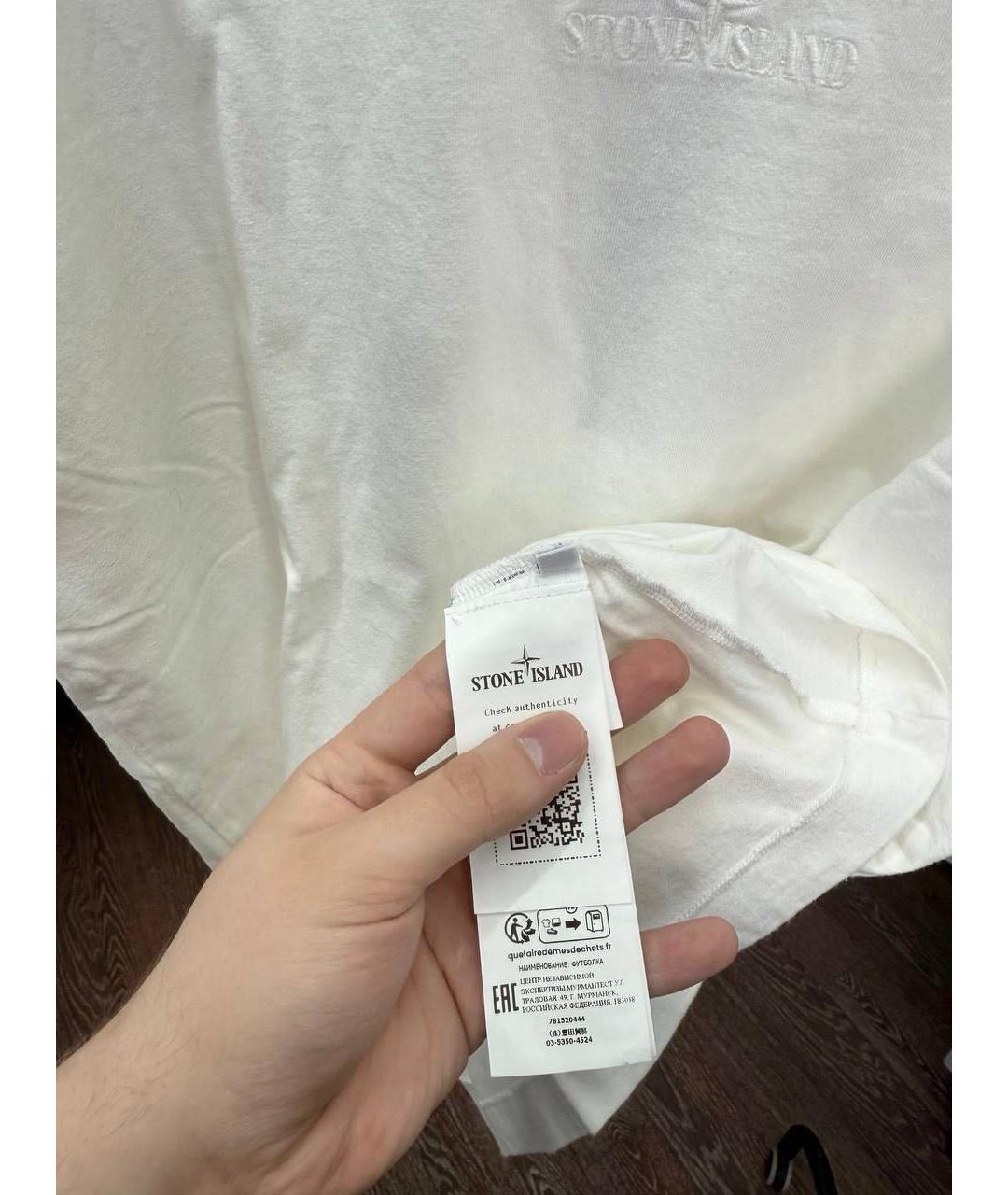 STONE ISLAND Белая хлопковая футболка, фото 6