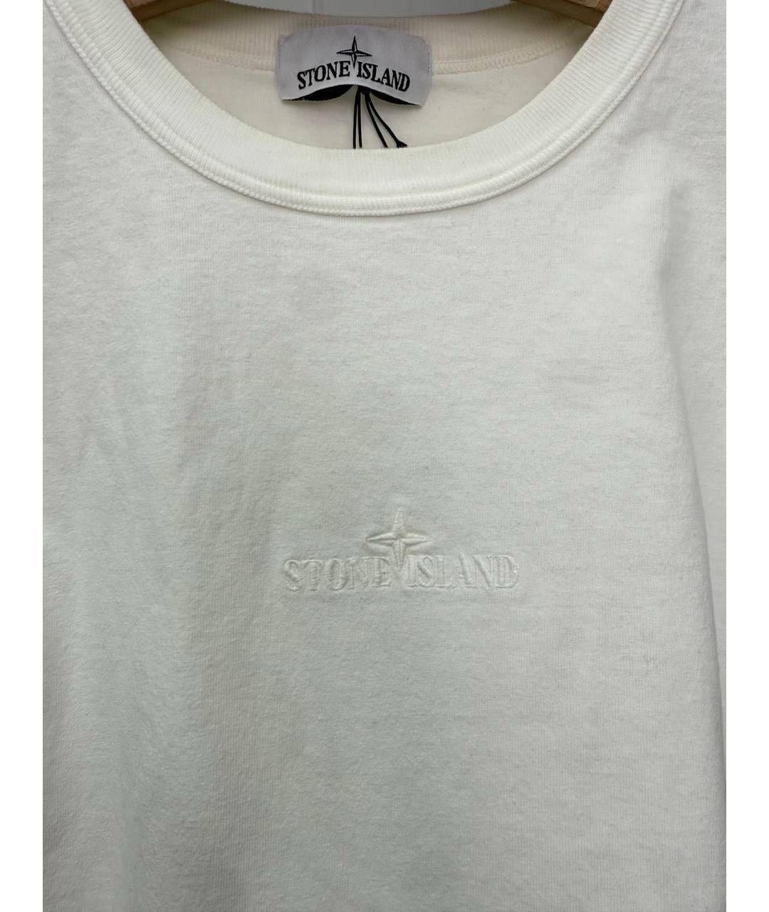 STONE ISLAND Белая хлопковая футболка, фото 5