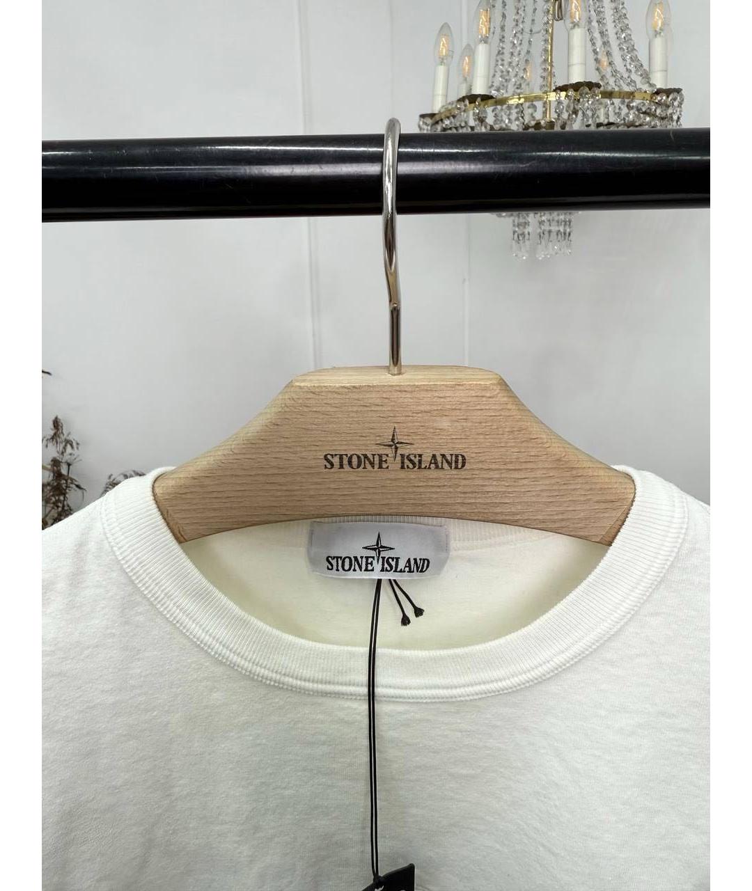 STONE ISLAND Белая хлопковая футболка, фото 3