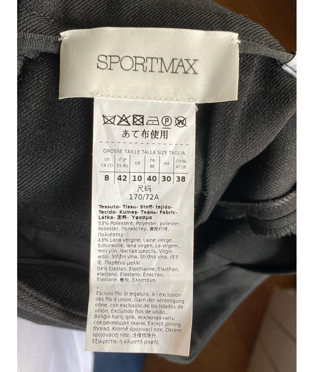 SPORTMAX Черные полиэстеровые прямые брюки, фото 4
