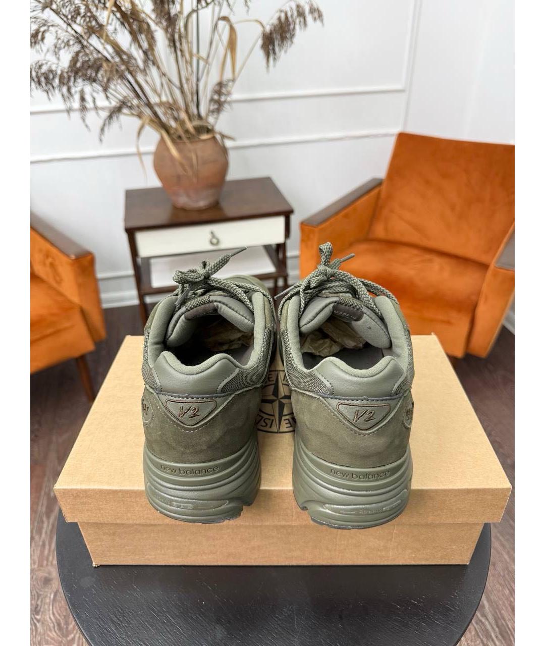 NEW BALANCE Хаки нубуковые низкие кроссовки / кеды, фото 4