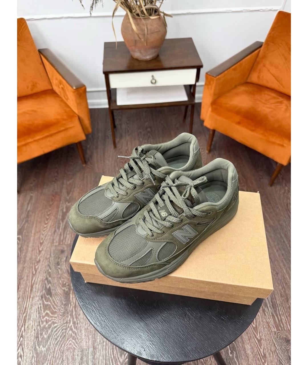 NEW BALANCE Хаки нубуковые низкие кроссовки / кеды, фото 3