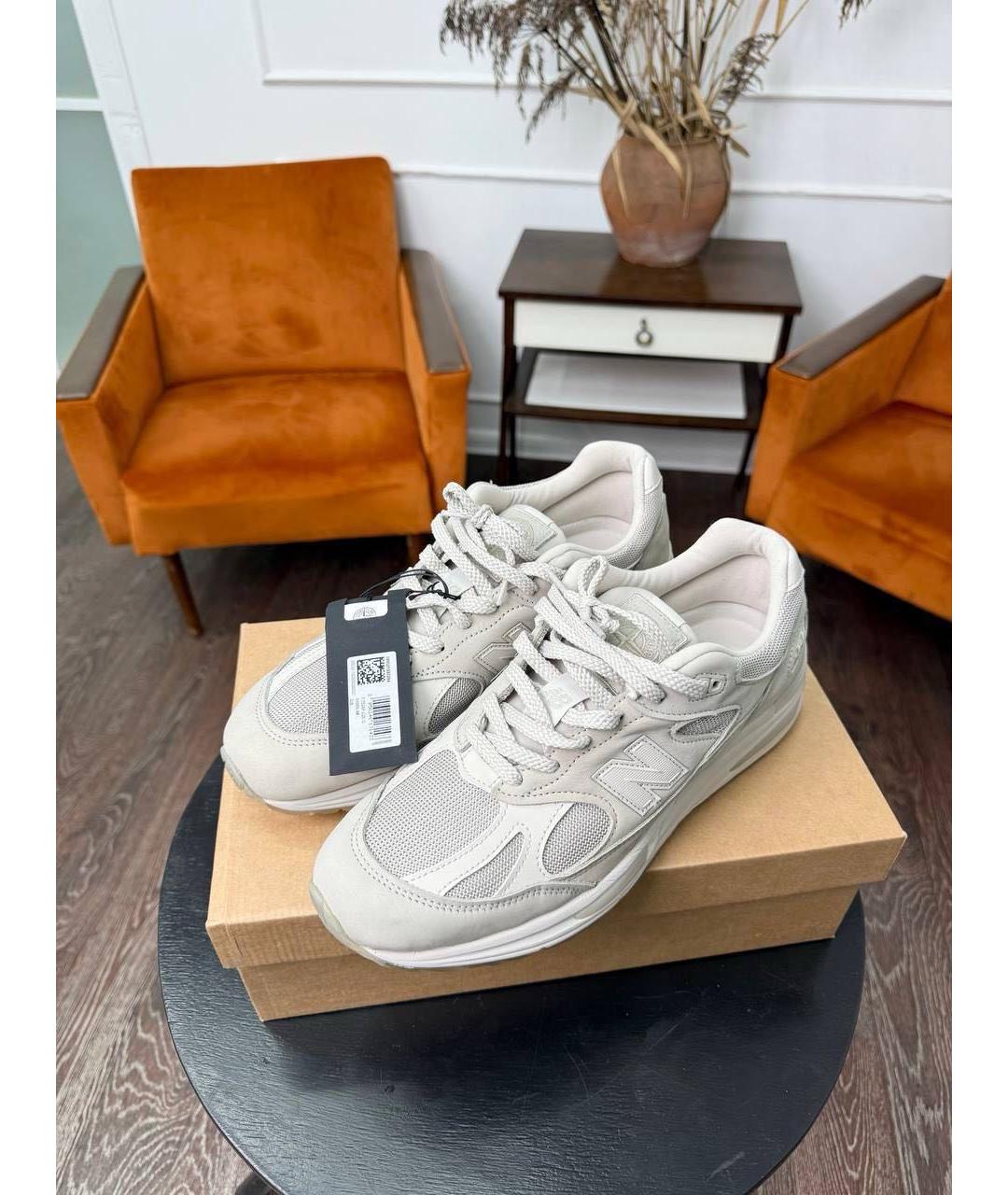 NEW BALANCE Белые нубуковые низкие кроссовки / кеды, фото 2