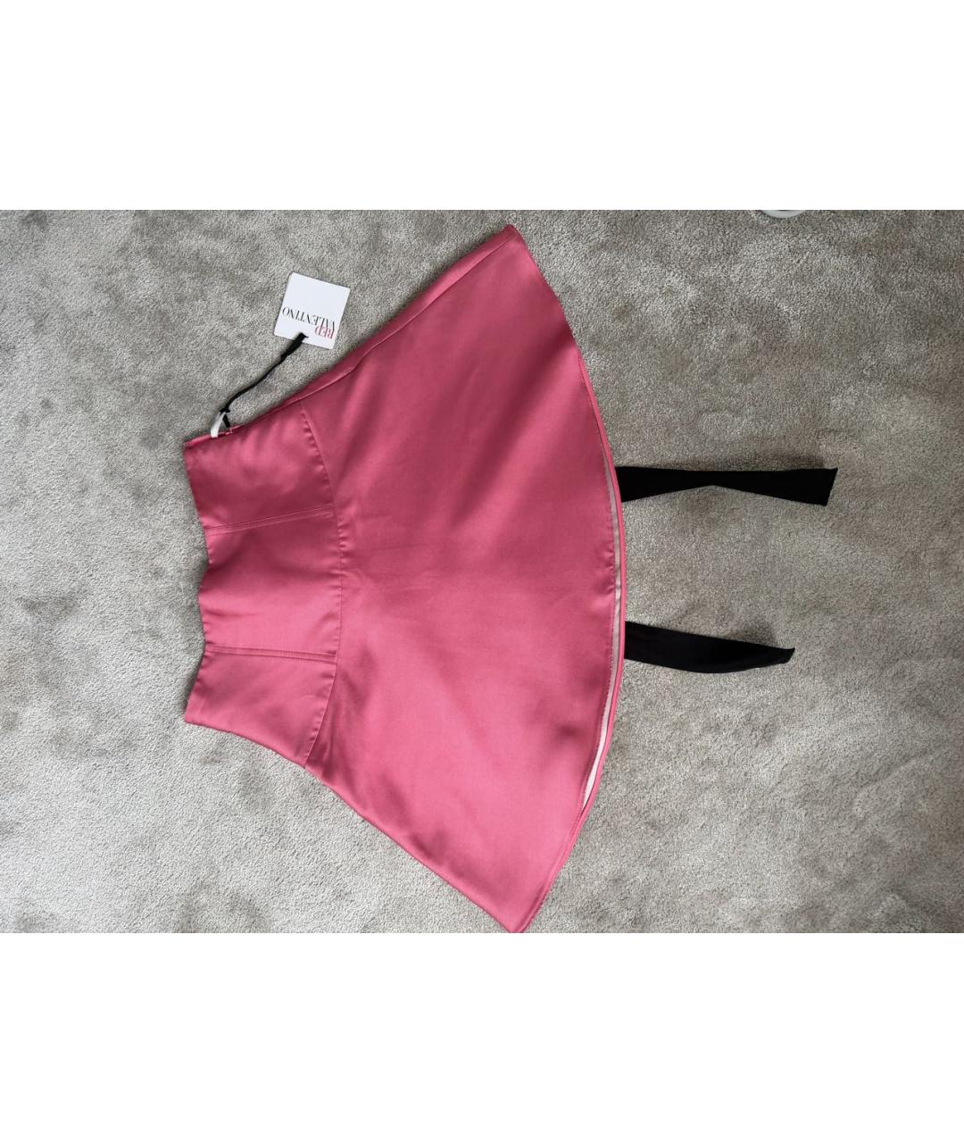 RED VALENTINO Розовая атласная юбка мини, фото 8