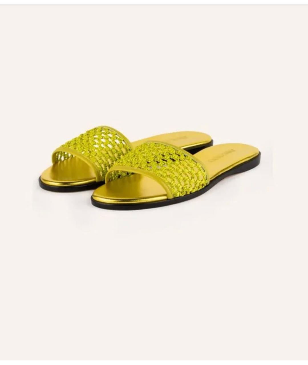 JIMMY CHOO Салатовые кожаные шлепанцы, фото 8