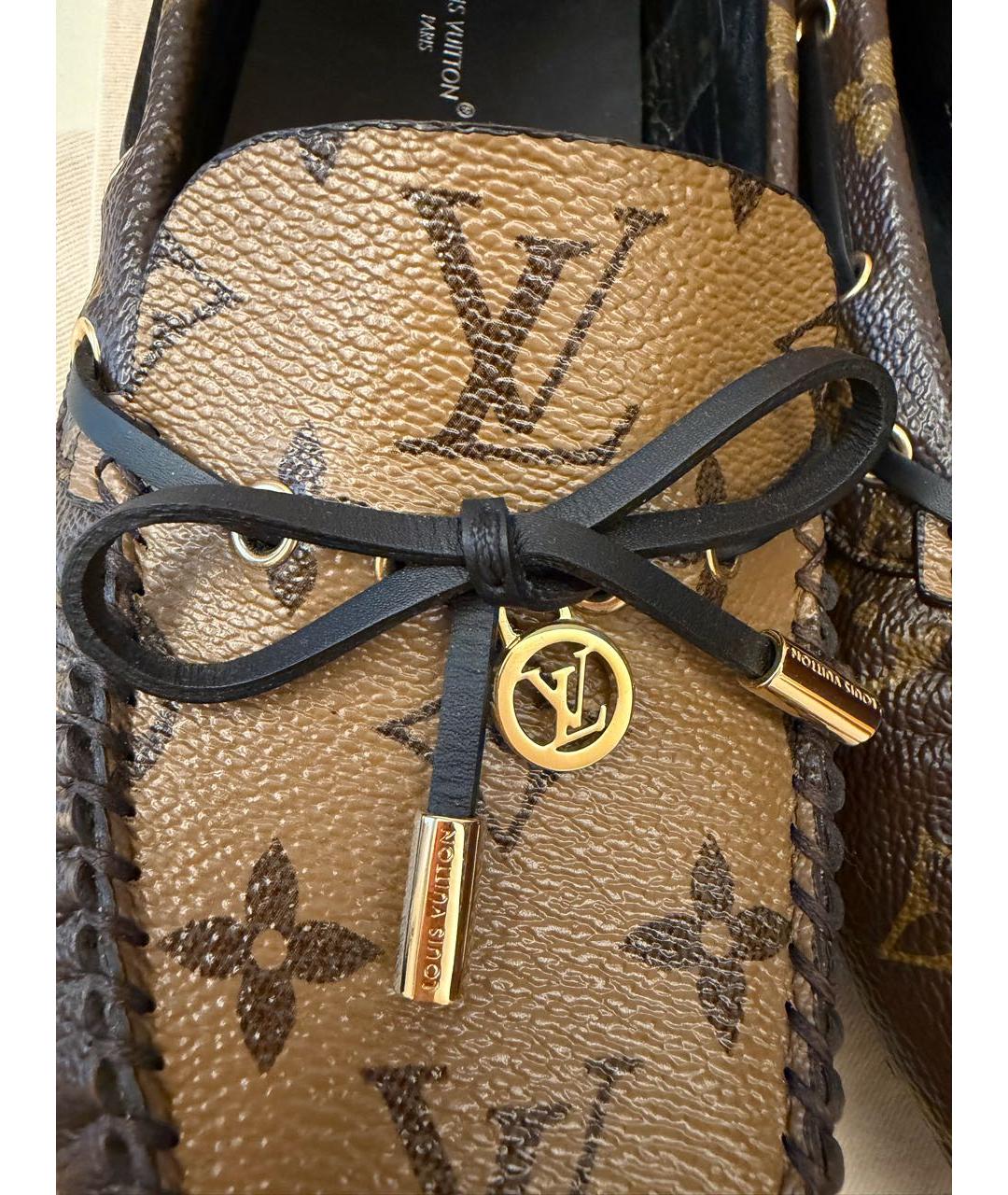 LOUIS VUITTON Коричневые кожаные мокасины, фото 5