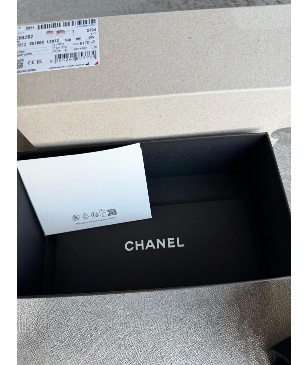 CHANEL Золотые металлические солнцезащитные очки, фото 5