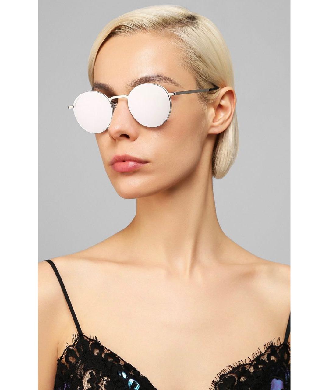 SAINT LAURENT Серебряные металлические солнцезащитные очки, фото 2