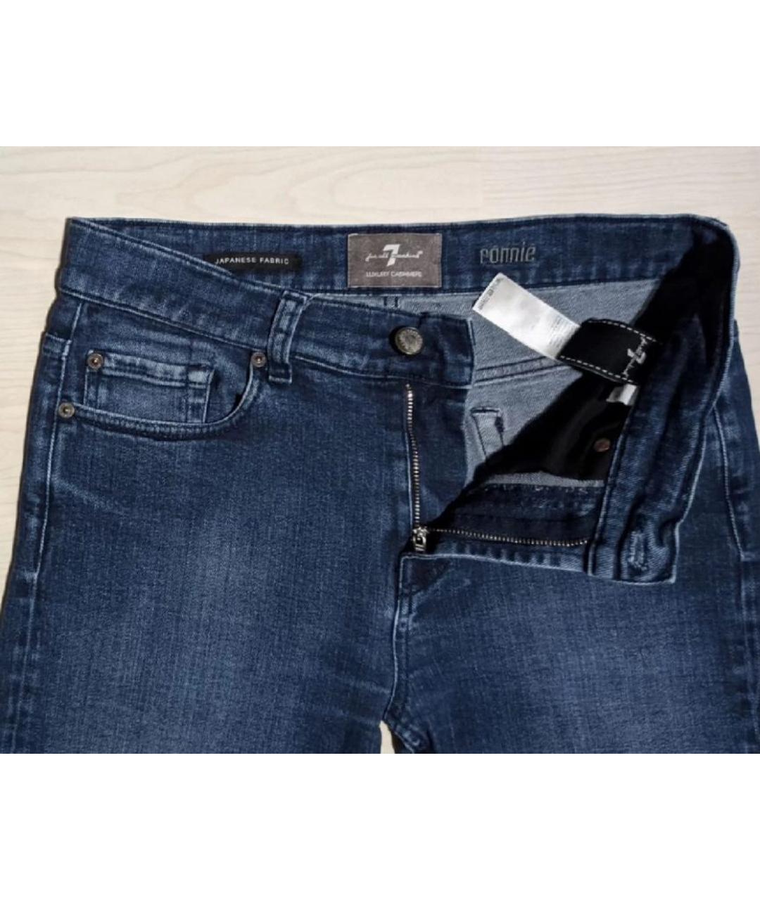 7 FOR ALL MANKIND Синие хлопко-кашемировые джинсы скинни, фото 3