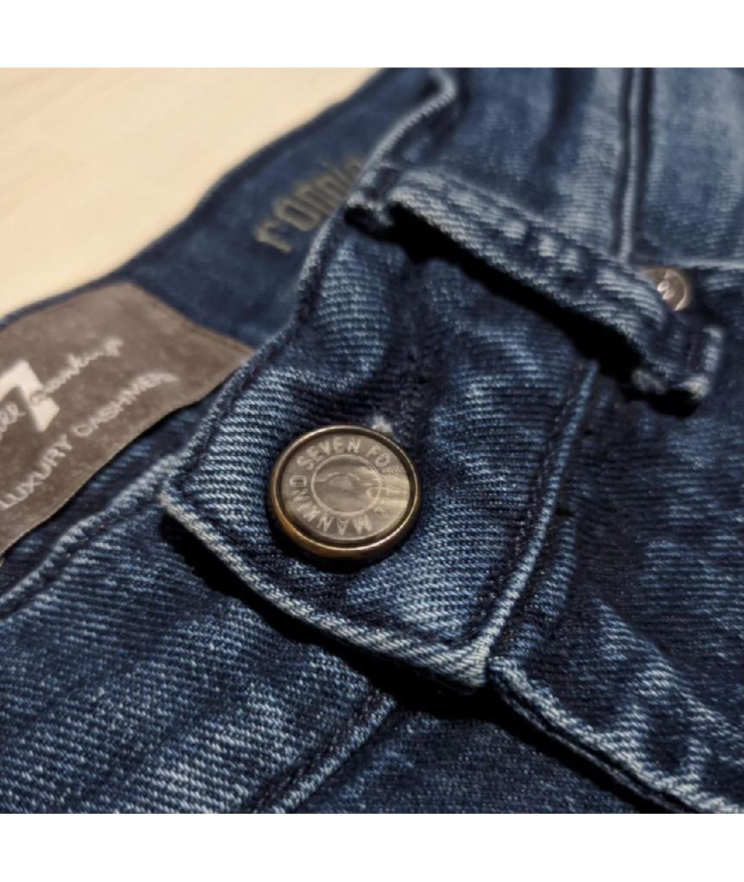 7 FOR ALL MANKIND Синие хлопко-кашемировые джинсы скинни, фото 4
