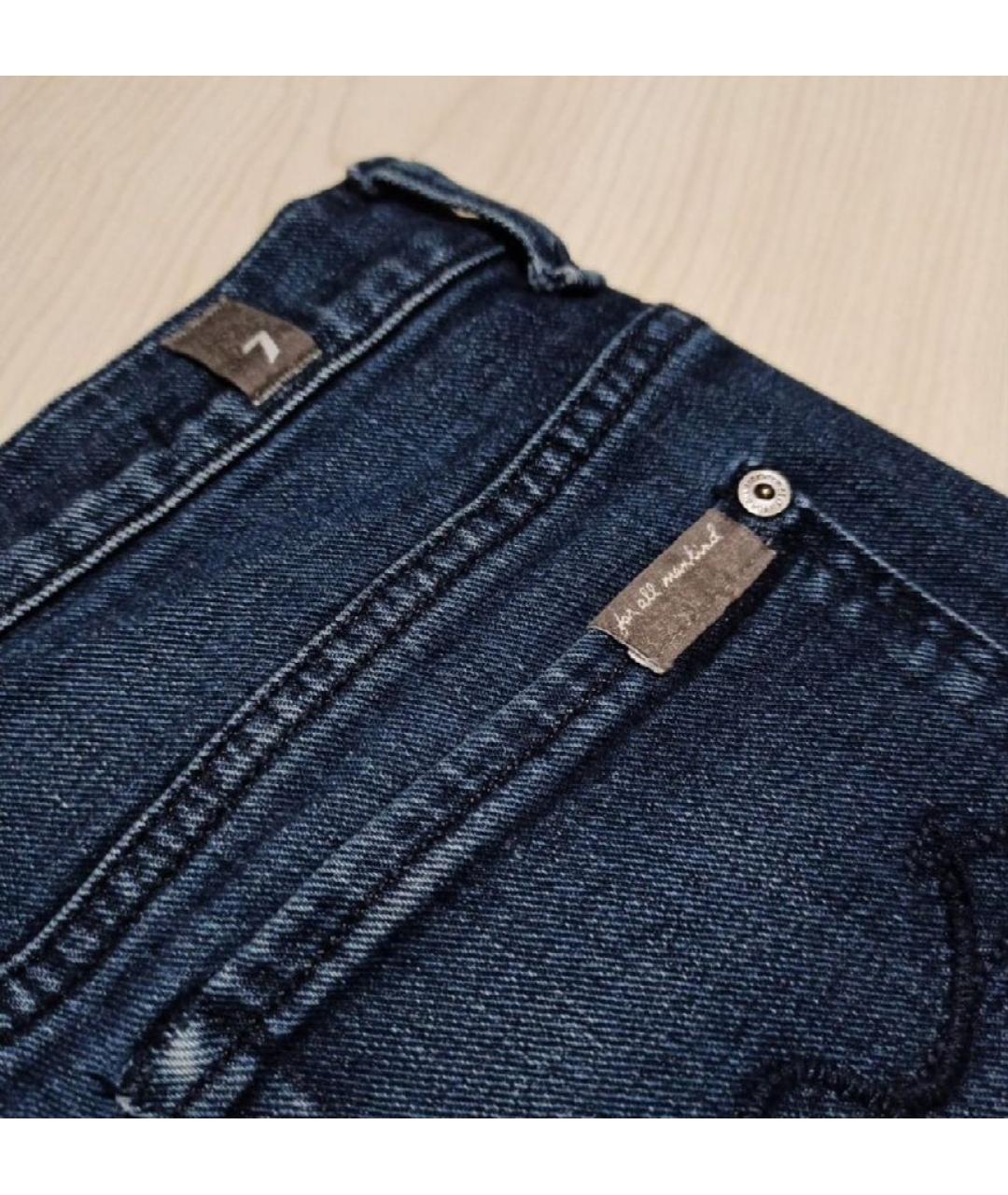 7 FOR ALL MANKIND Синие хлопко-кашемировые джинсы скинни, фото 9