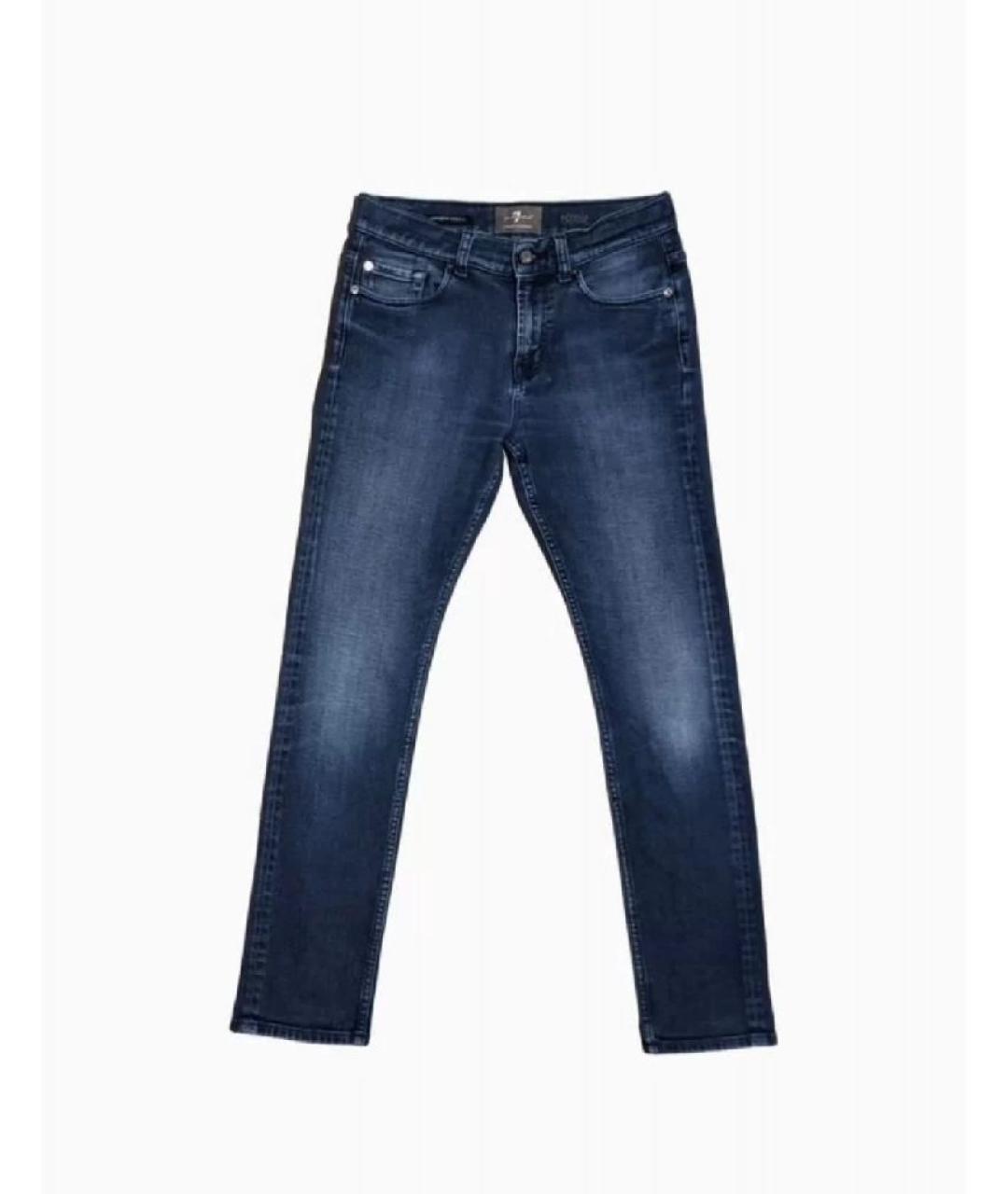 7 FOR ALL MANKIND Синие хлопко-кашемировые джинсы скинни, фото 10