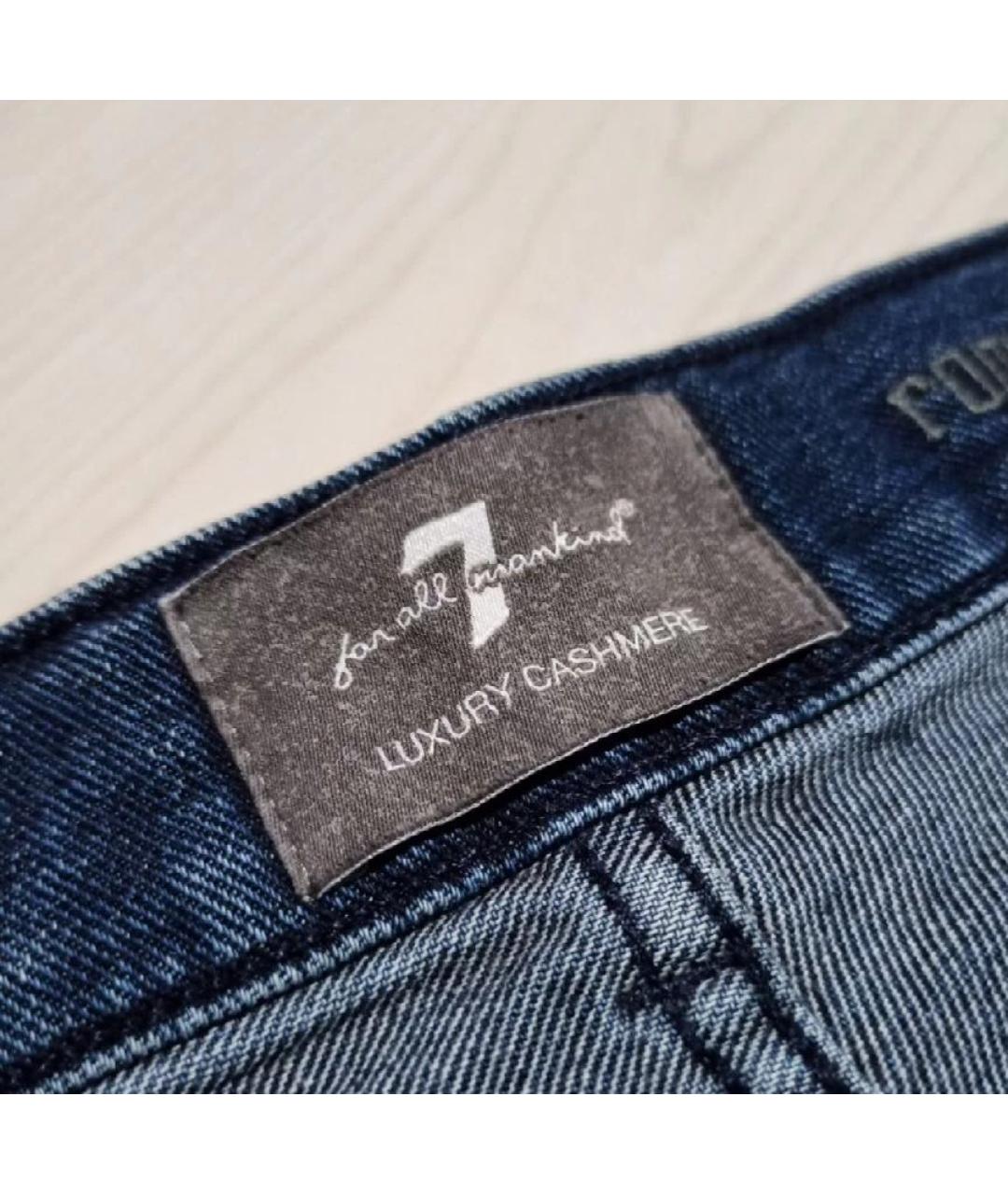 7 FOR ALL MANKIND Синие хлопко-кашемировые джинсы скинни, фото 6
