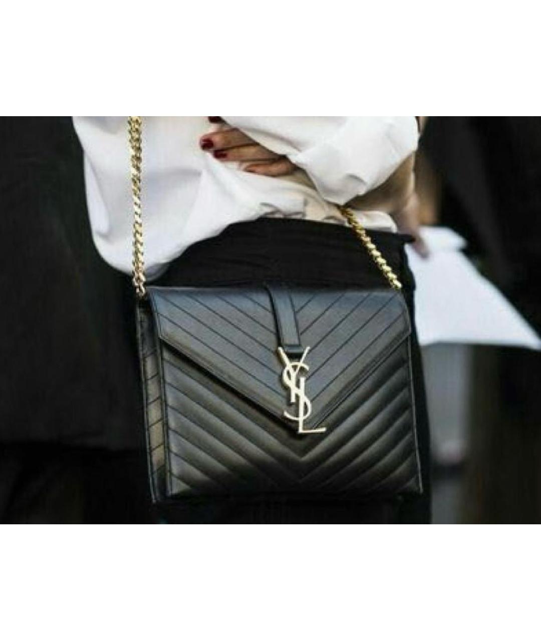 SAINT LAURENT Черная кожаная сумка через плечо, фото 4