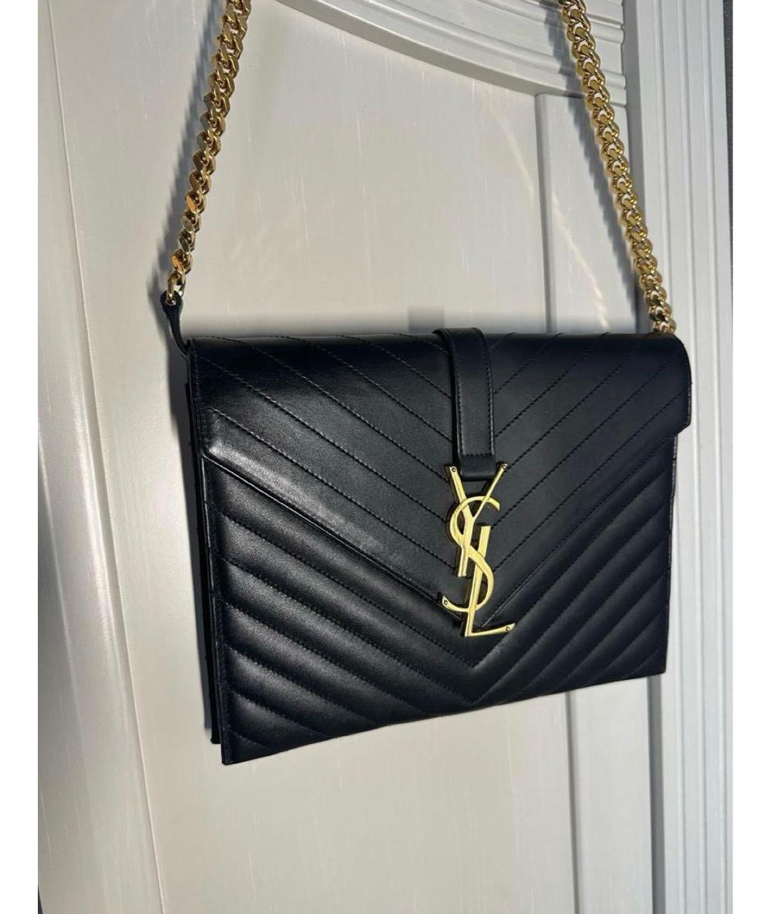 SAINT LAURENT Черная кожаная сумка через плечо, фото 2