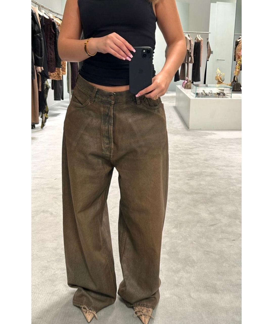 ACNE STUDIOS Коричневые хлопковые прямые джинсы, фото 4