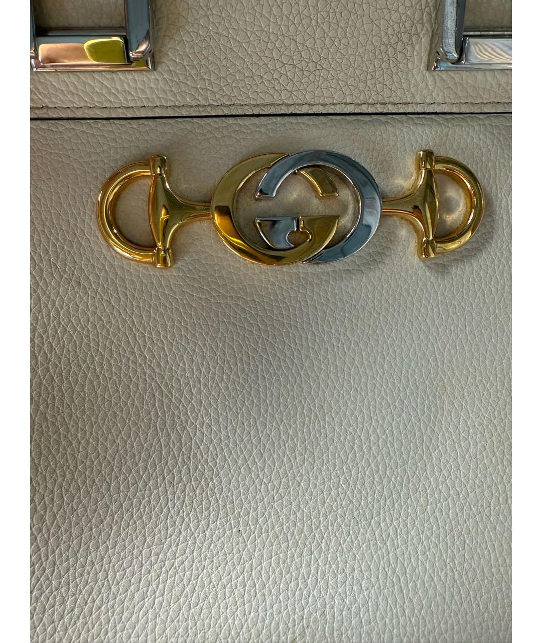 GUCCI Бежевая кожаная сумка с короткими ручками, фото 4