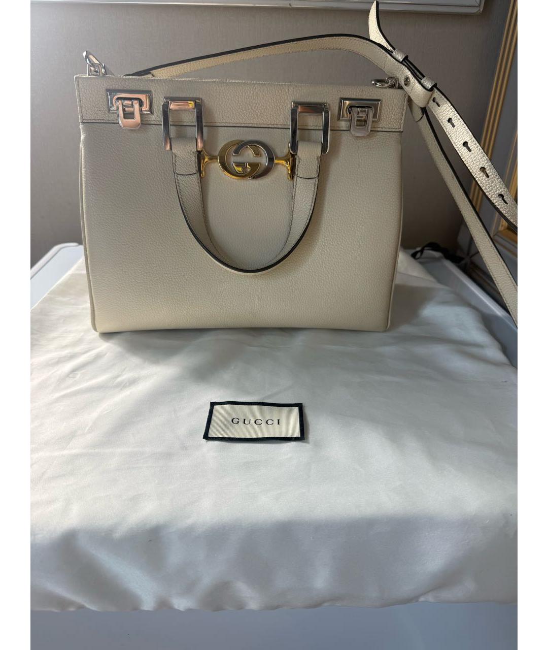 GUCCI Бежевая кожаная сумка с короткими ручками, фото 8
