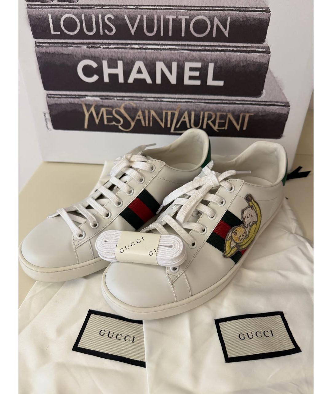 GUCCI Белые кожаные кеды, фото 2