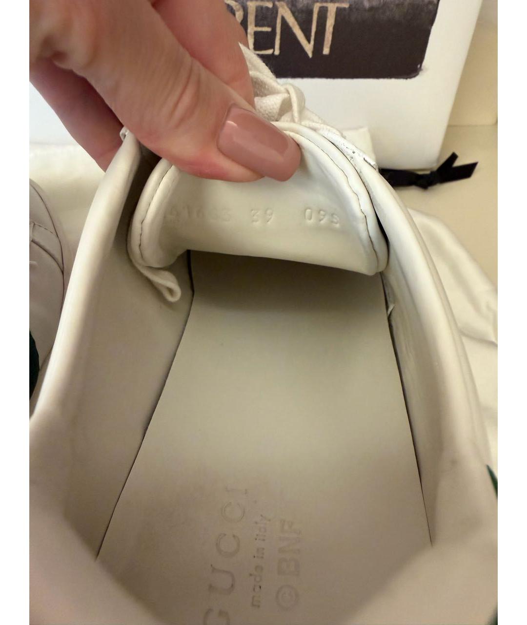 GUCCI Белые кожаные кеды, фото 5