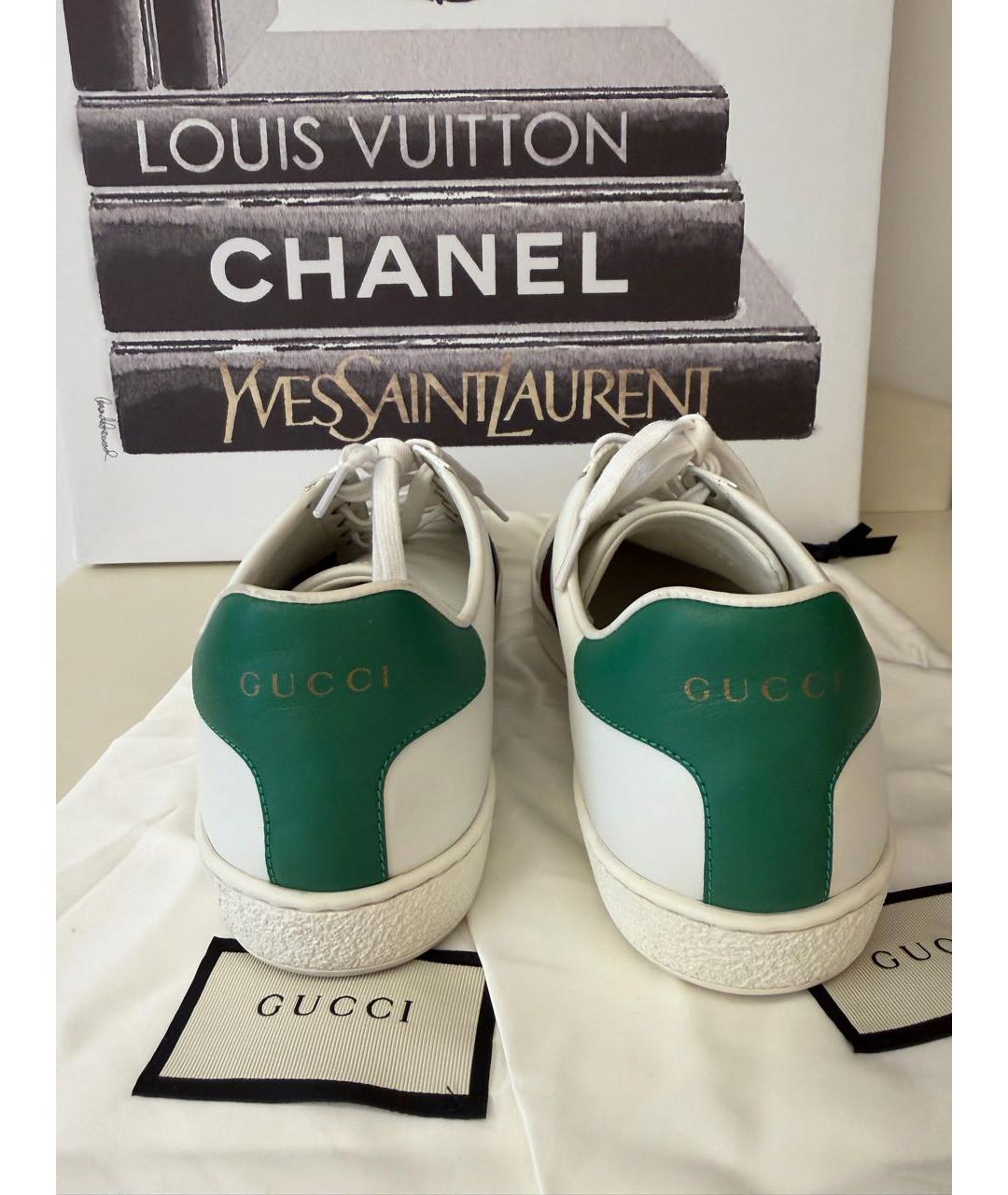 GUCCI Белые кожаные кеды, фото 4
