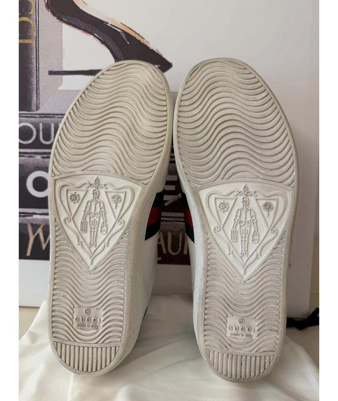 GUCCI Белые кожаные кеды, фото 7