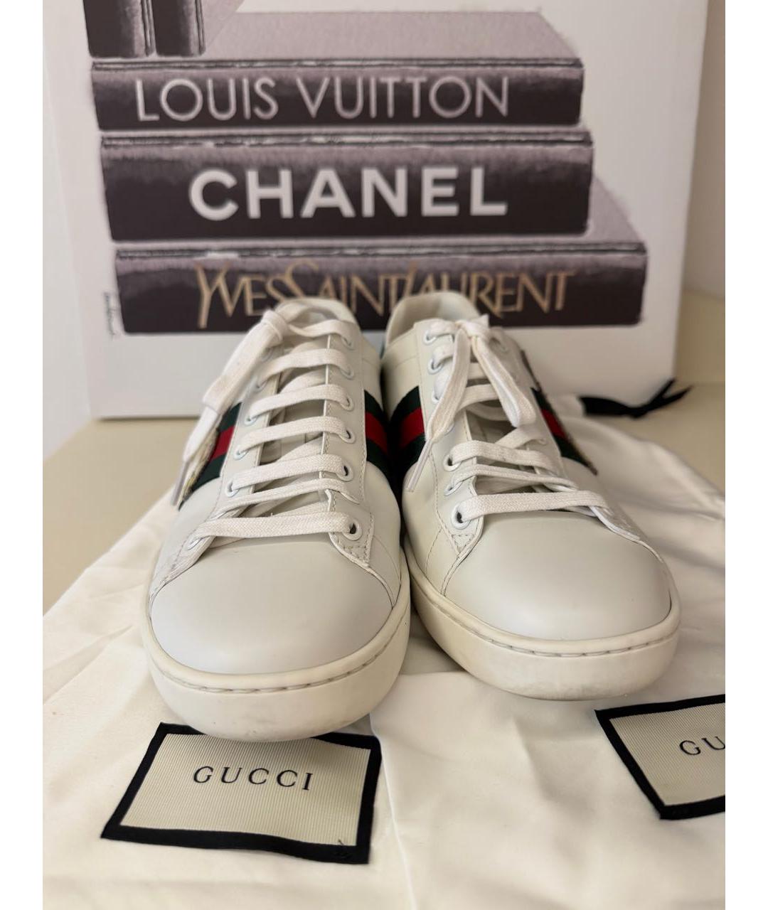 GUCCI Белые кожаные кеды, фото 3