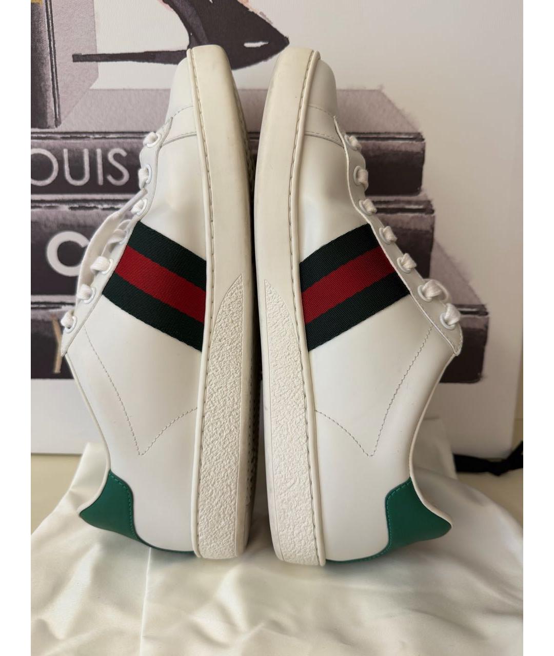 GUCCI Белые кожаные кеды, фото 6