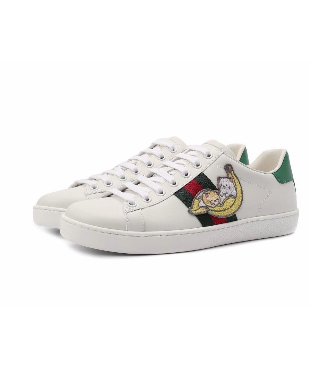 GUCCI Белые кожаные кеды, фото 9