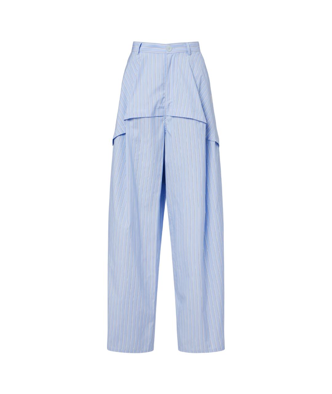 LOEWE Голубые хлопковые брюки широкие, фото 1