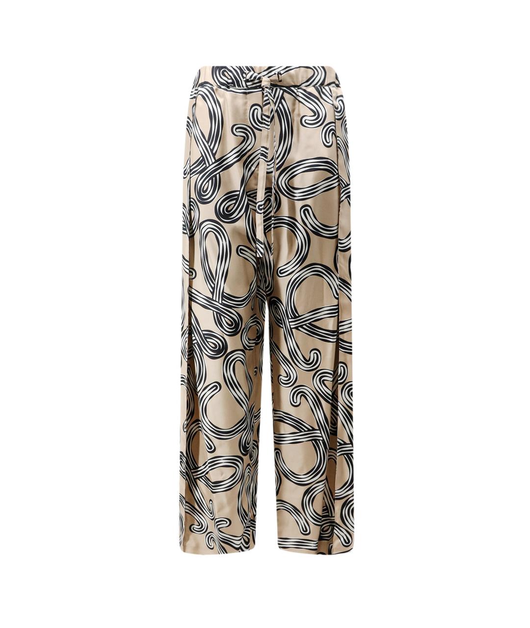 LOEWE Бежевые шелковые прямые брюки, фото 1