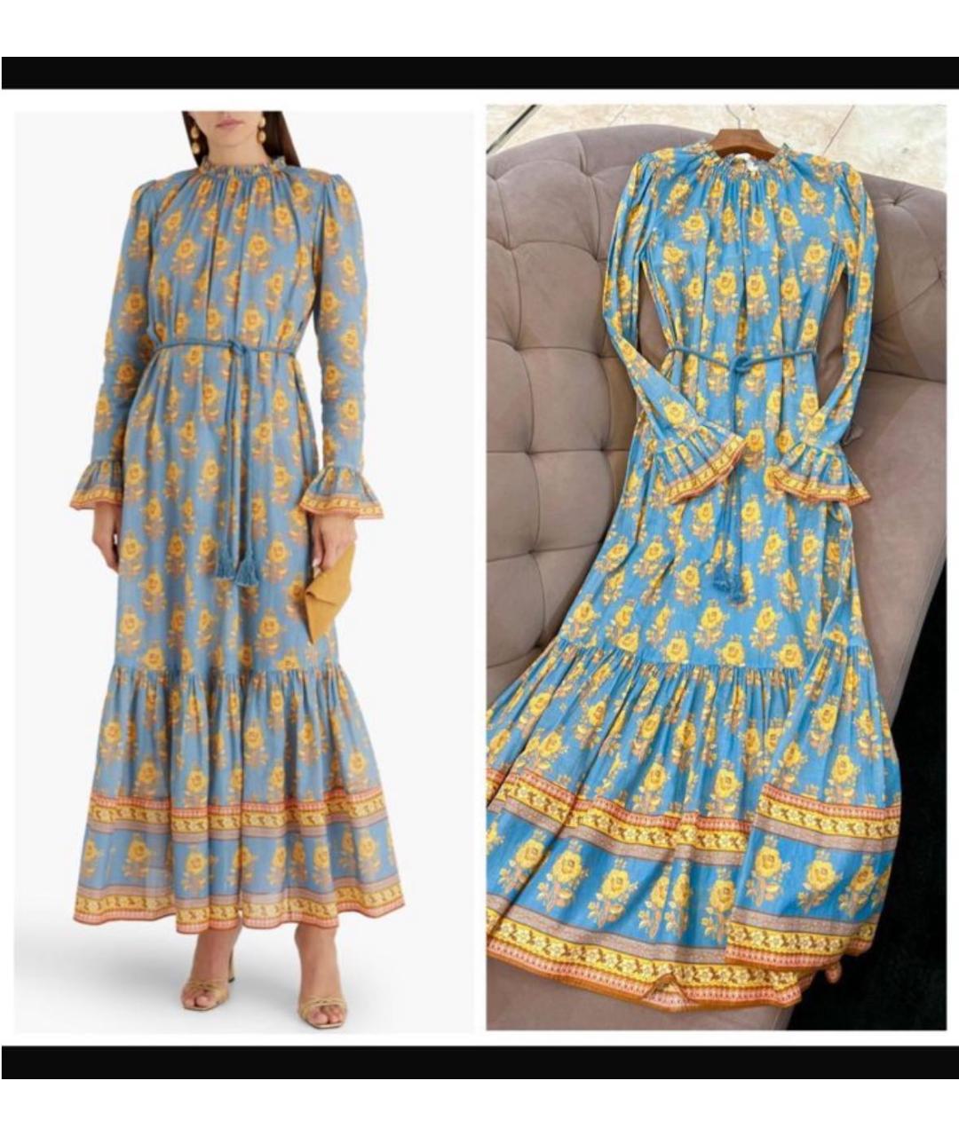 ZIMMERMANN Голубое хлопковое повседневное платье, фото 7