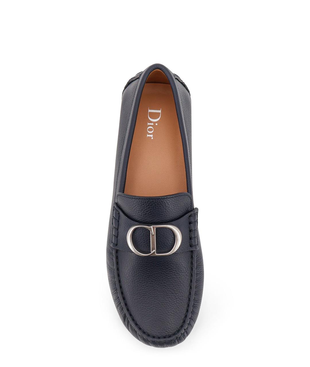 CHRISTIAN DIOR Синие кожаные мокасины, фото 5