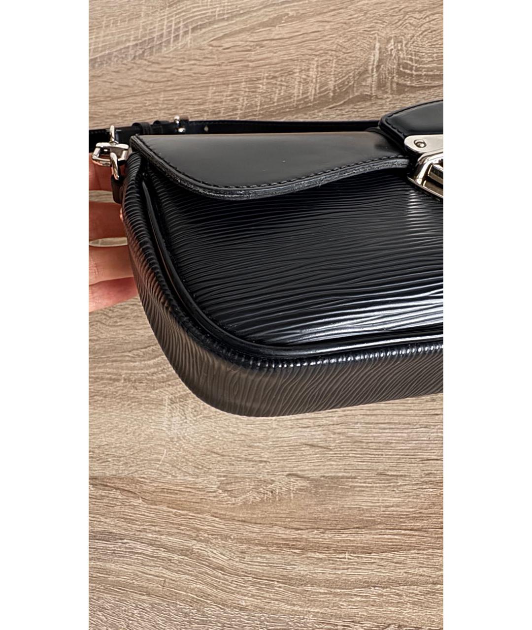 LOUIS VUITTON Черная кожаная сумка с короткими ручками, фото 4