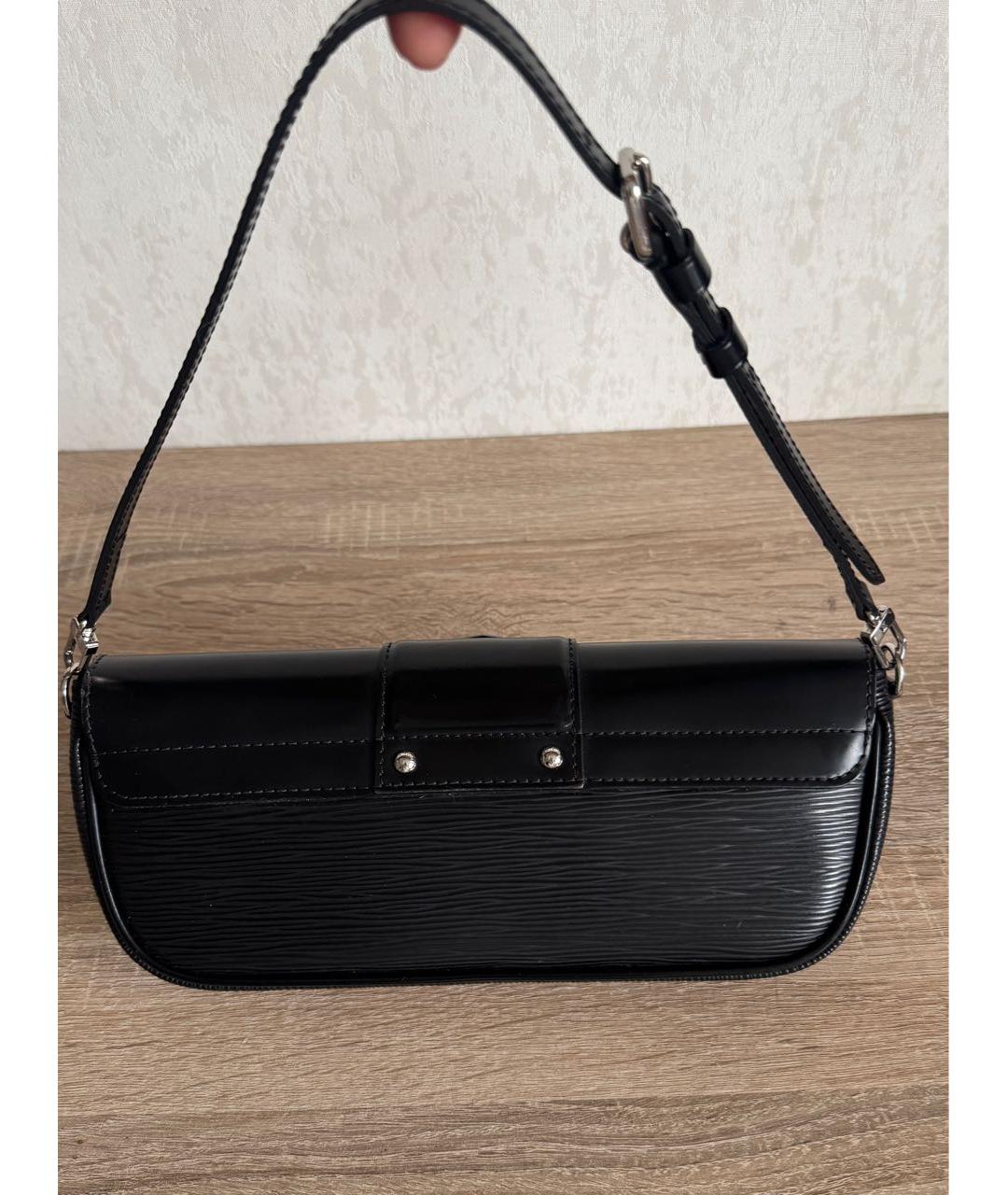 LOUIS VUITTON Черная кожаная сумка с короткими ручками, фото 2